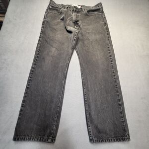 Levis 505 Jeans Mens 34x27 Black Straight Leg Denim Jeans Distressed